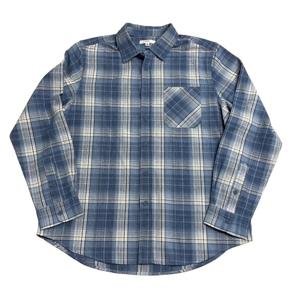 DAILY THREAD BUTTON UP SHIRT PLAID MENS L BLUE KHAKI CASUAL LONG SLEEVE NWT - Picture 3 of 11